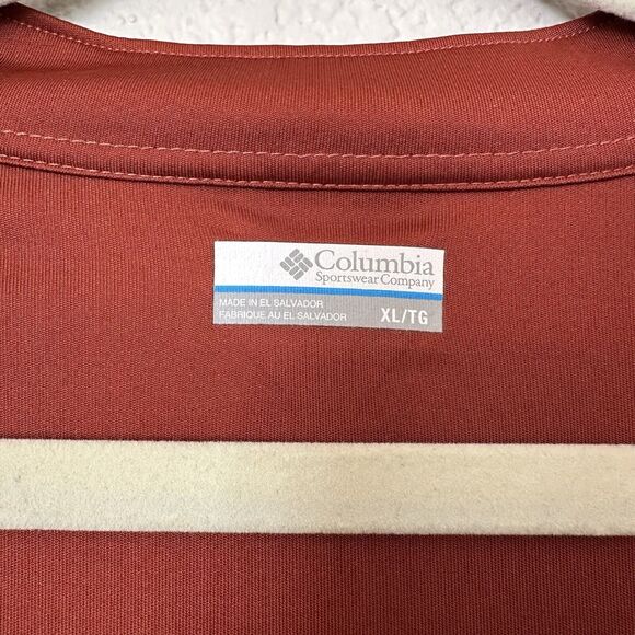 Columbia 1/2 Zip Long Sleeve Mens Tee XL, Burnt Red EUC - Picture 3 of 7